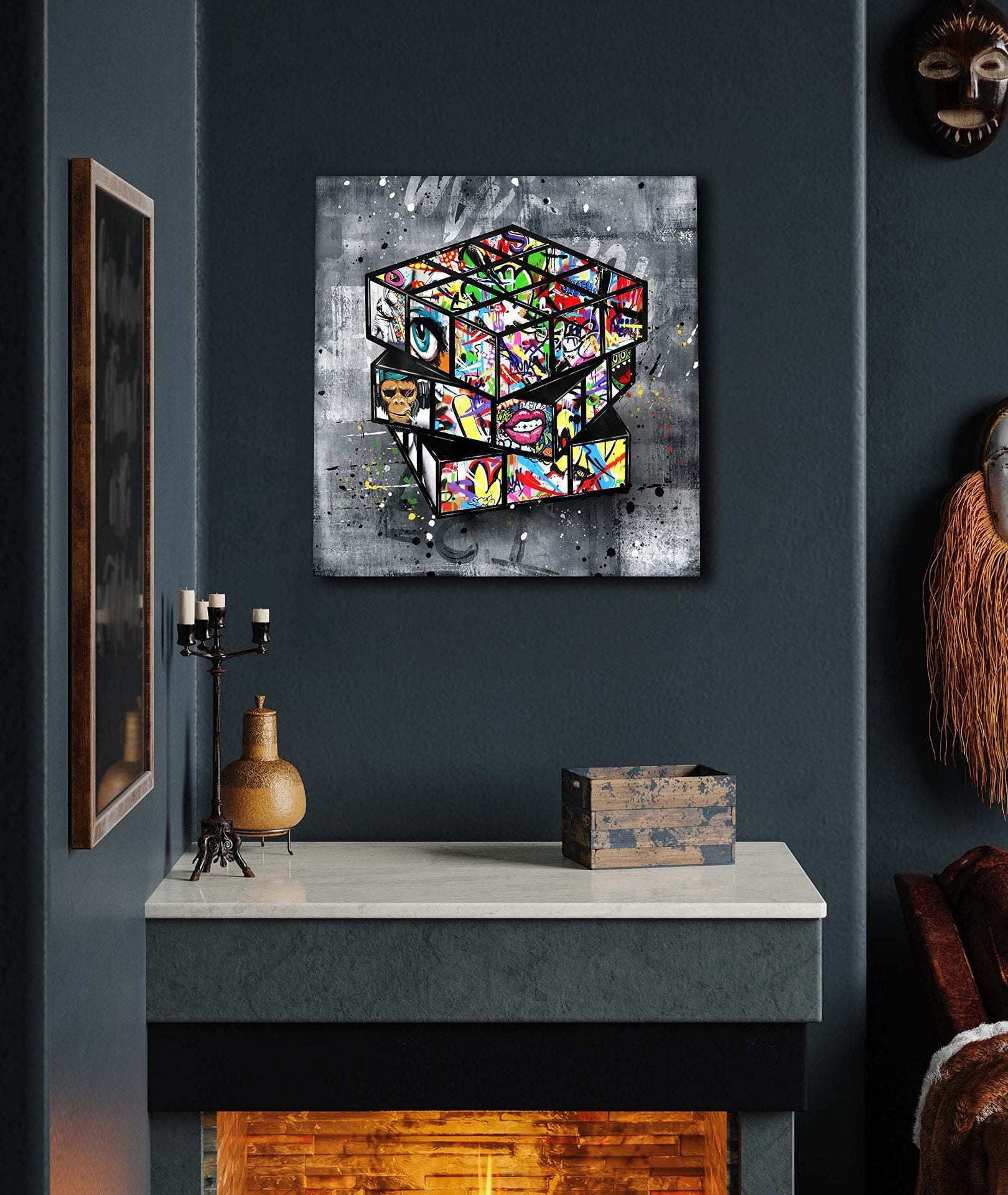 Banksy Graffiti Rubik's Cube Canvas Painting Wall - 𝓢𝓱𝓸𝓹𝓵𝓮𝓬𝔂