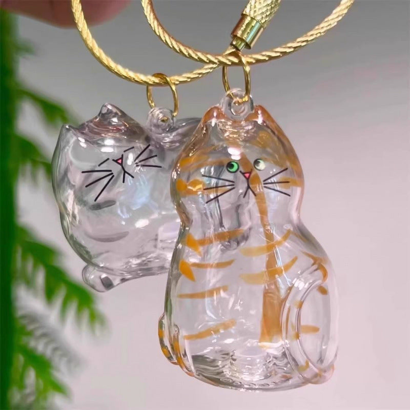 Transparent Cat Hair Storage Box Pendant Keychain Ornaments