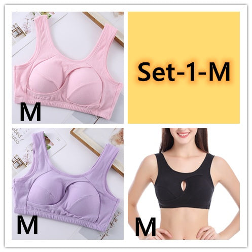 Plus Size Women Bra Ladies Cotton Quake-Proof Underwear Sleep Tops No Buckles Non Wire Lingerie With Removable Padded - 𝓢𝓱𝓸𝓹𝓵𝓮𝓬𝔂
