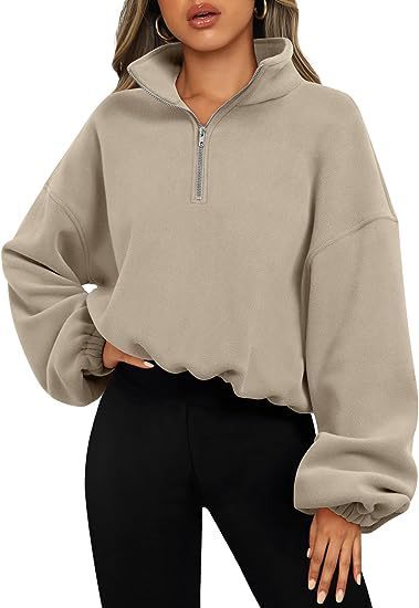 Loose Sport Pullover Hoodie Women Winter Solid Color Zipper Stand Collar Sweatshirt Thick Warm Clothing - 𝓢𝓱𝓸𝓹𝓵𝓮𝓬𝔂