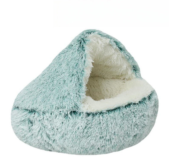Deep Sleep Half-pack Semi-enclosed Dual-use Plush Round Pet Bed - 𝓢𝓱𝓸𝓹𝓵𝓮𝓬𝔂