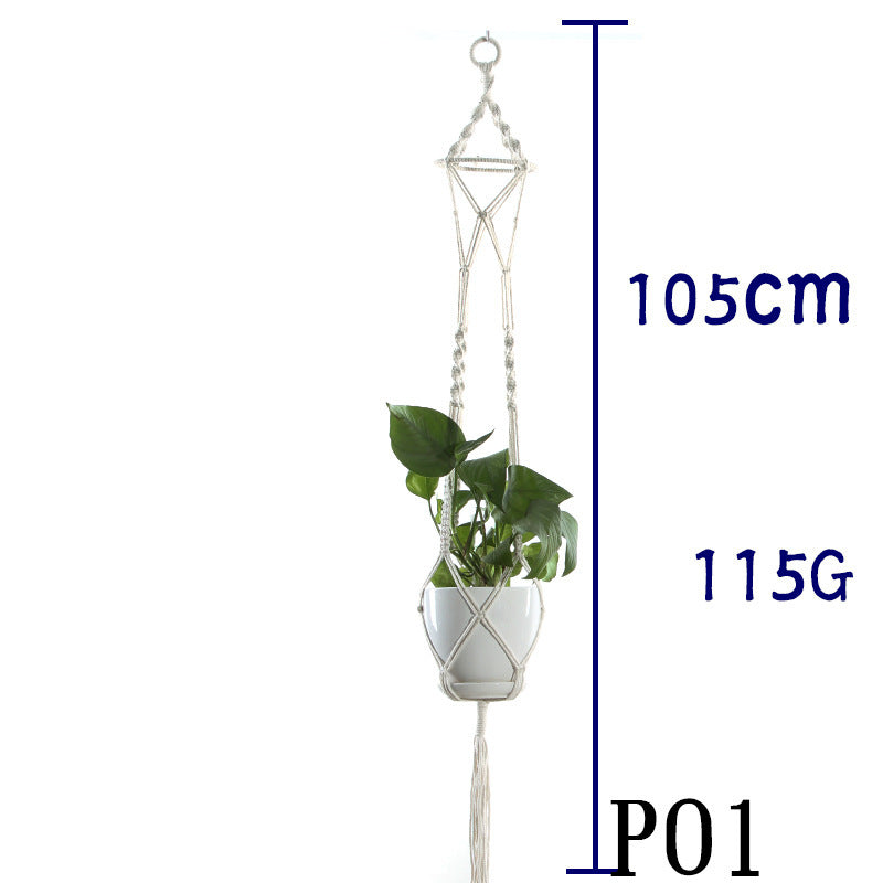 Flower Pot Net Bag Beige Cotton Rope Indoor Plant Hanger Hanging Basket Sling - 𝓢𝓱𝓸𝓹𝓵𝓮𝓬𝔂