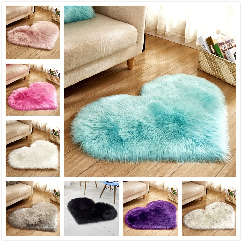 Plush Heart Shaped Carpet Non-Slip Mat Fluffy Rug Floor Mat Blanket Sofa Cushion Foot Pad Carpets For Living Room Home Decor - 𝓢𝓱𝓸𝓹𝓵𝓮𝓬𝔂