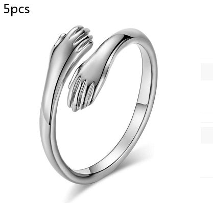 Alloy Simple Hands Hug Ring Opening Adjustable Jewelry - 𝓢𝓱𝓸𝓹𝓵𝓮𝓬𝔂