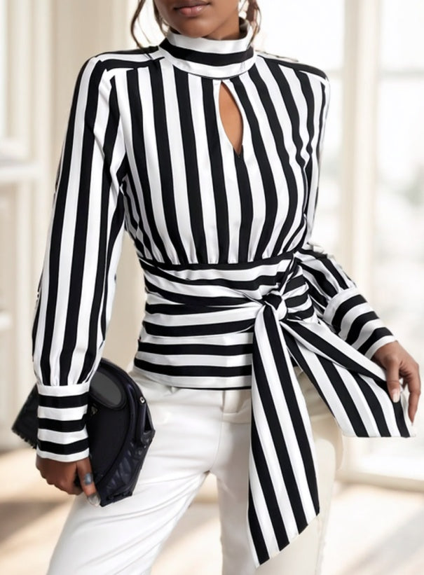 Ladies' Striped Long-sleeved Top - 𝓢𝓱𝓸𝓹𝓵𝓮𝓬𝔂
