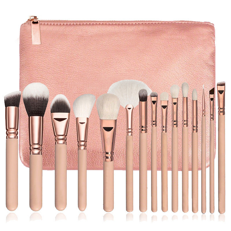 15 Makeup Brush With Bag  Rose Gold Makeup Brush Multi-function Makeup Tool Set - 𝓢𝓱𝓸𝓹𝓵𝓮𝓬𝔂