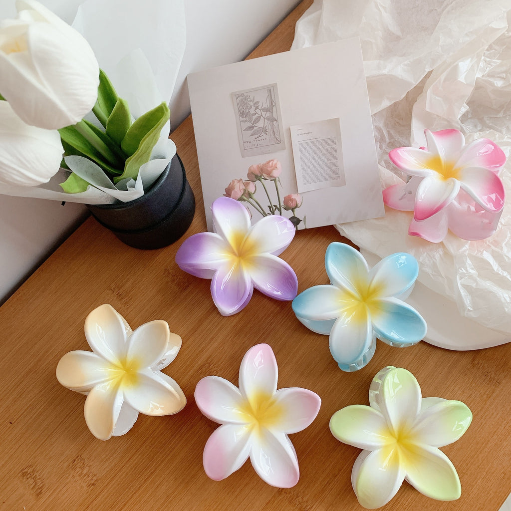 Muweordy Plumeria Hair Clips Flower Hair Clip Trendy Hair Claw Clip Popular Hair Catch Korean Hair Accessories For Women - 𝓢𝓱𝓸𝓹𝓵𝓮𝓬𝔂