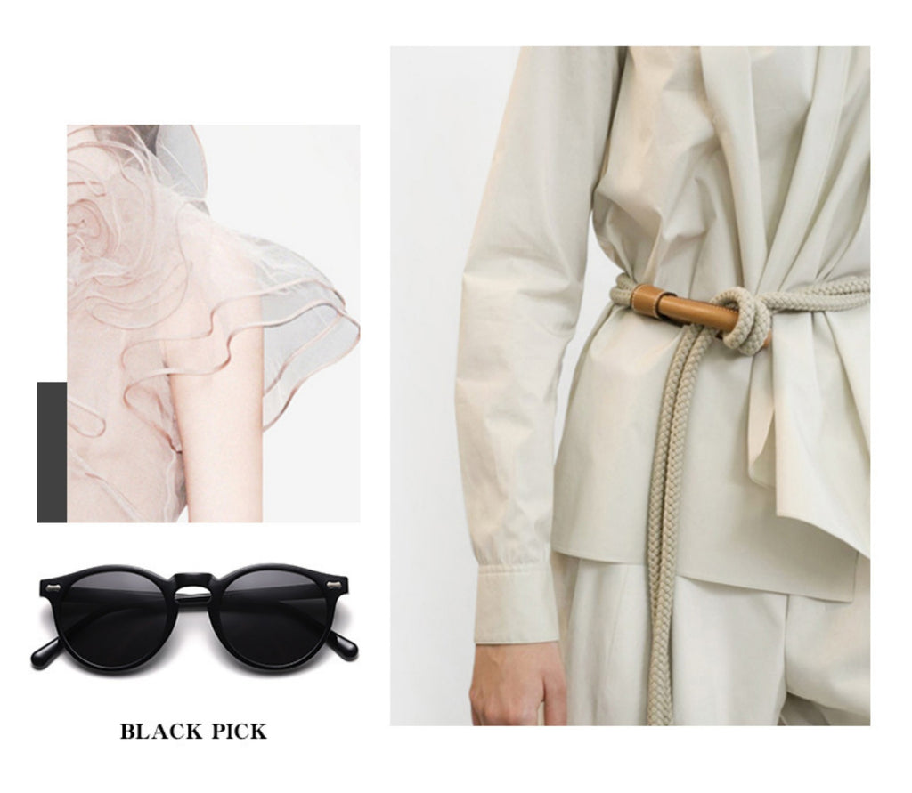 Literary retro round Japanese and Korean fashionable rice nail sunglasses - 𝓢𝓱𝓸𝓹𝓵𝓮𝓬𝔂