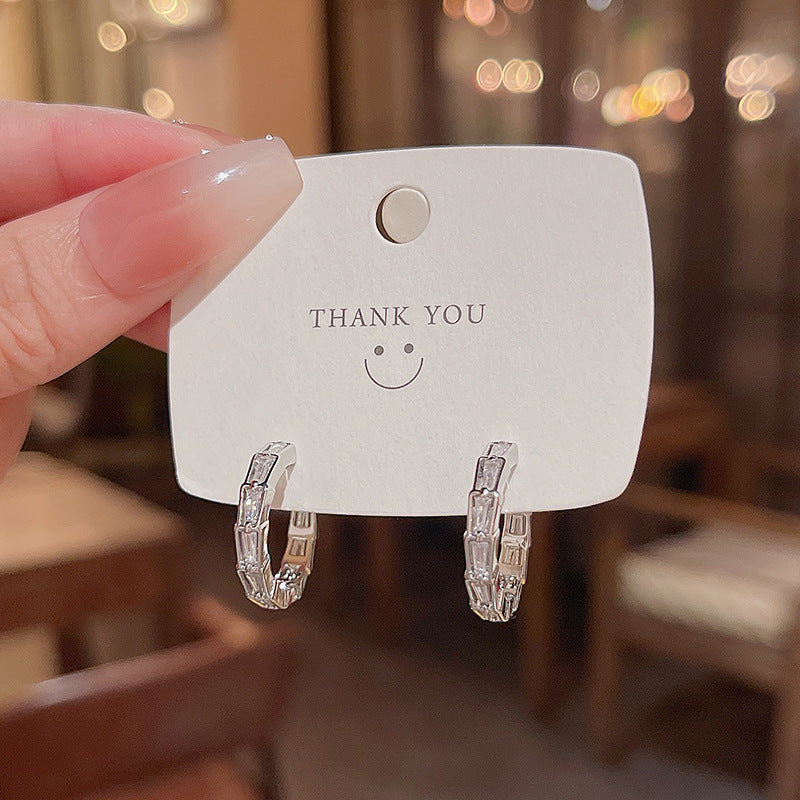 Sterling Silver Needle Simple Zircon Eardrop Earring - 𝓢𝓱𝓸𝓹𝓵𝓮𝓬𝔂