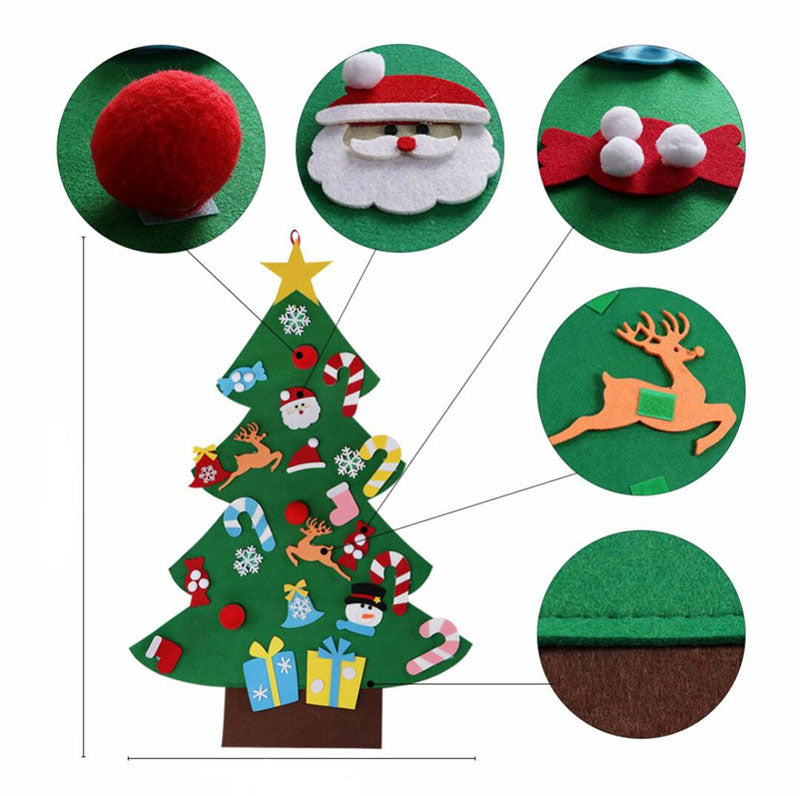 DIY Felt Christmas Tree New Year Toddler Kids Handmade Gift Toys Door Wall Hanging Ornaments Holiday Party Home Decor Set - 𝓢𝓱𝓸𝓹𝓵𝓮𝓬𝔂