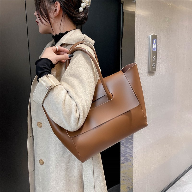 Fashion Women Shoulder Bags Large Capacity Handbags Simple Retro Tote Bags Solid Color Famous Brand High Quality Bags - 𝓢𝓱𝓸𝓹𝓵𝓮𝓬𝔂