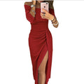 Bodycon Sexy Off Shoulder Party Dinner sequin Dress Elegant Long-sleeved