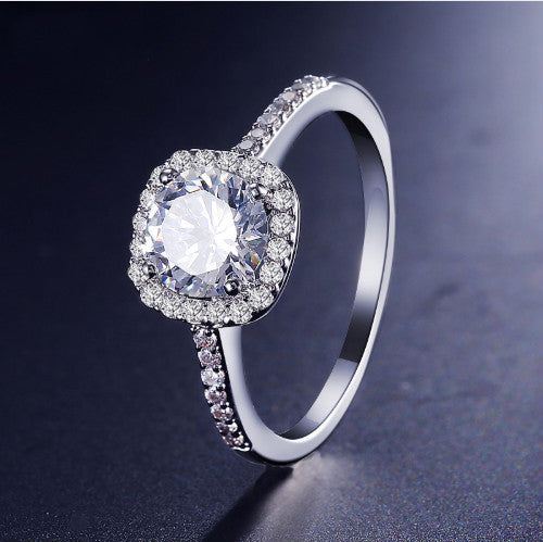 Wedding Rings for Women Silver Color Jewelry Luxury Rings Engagement Square Bague Cubic Zirconia - 𝓢𝓱𝓸𝓹𝓵𝓮𝓬𝔂