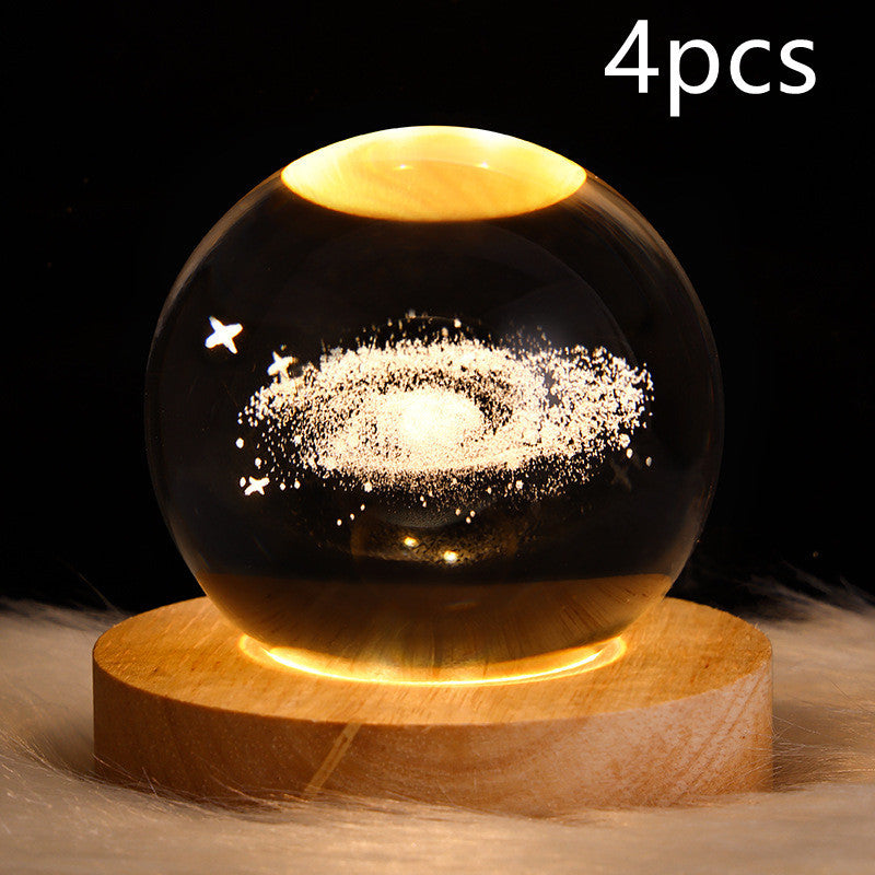 LED Night Light Galaxy Crystal Ball Table Lamp 3D Planet Moon Lamp Bedroom Home Decor For Kids Party Children Birthday Gifts - 𝓢𝓱𝓸𝓹𝓵𝓮𝓬𝔂