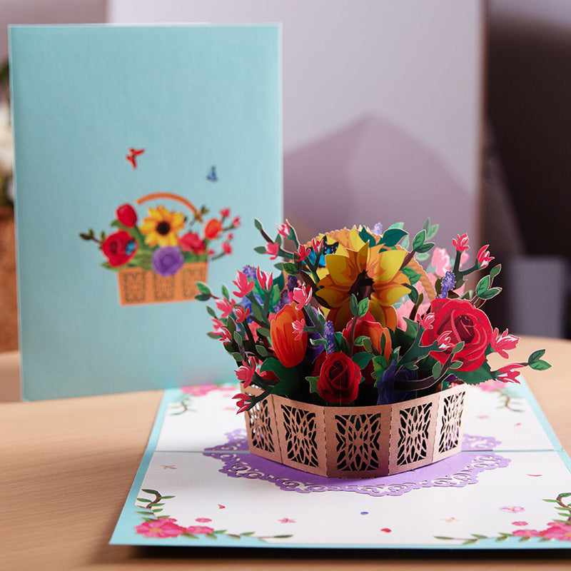 3D PopUp Flower Bouquet Cards Gifts Anniversary PopUp Mom Floral Bouquet Wife Invitation Card Greeting Cards Mothers Day Cards Postcard - 𝓢𝓱𝓸𝓹𝓵𝓮𝓬𝔂