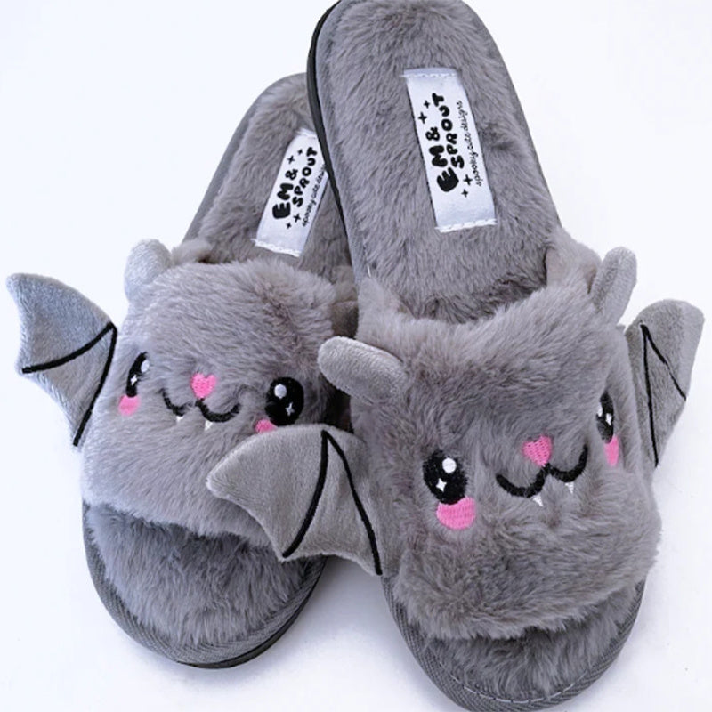 Halloween Shoes Cute Bat Slippers With Wings Winter Warm Home Slippers Women Men - 𝓢𝓱𝓸𝓹𝓵𝓮𝓬𝔂