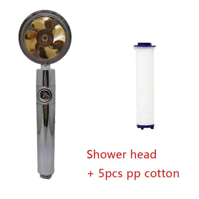 Shower Head Water Saving Flow 360 Degrees Rotating With Small Fan ABS Rain High Pressure Spray Nozzle Bathroom Accessories - 𝓢𝓱𝓸𝓹𝓵𝓮𝓬𝔂