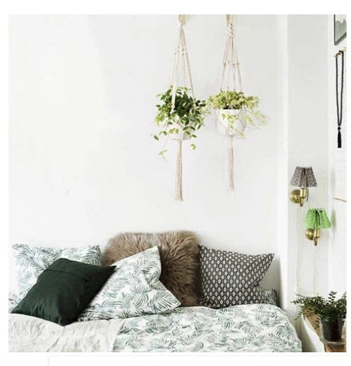 4 Pack - Macrame Plant Hangers & Shelf - 𝓢𝓱𝓸𝓹𝓵𝓮𝓬𝔂