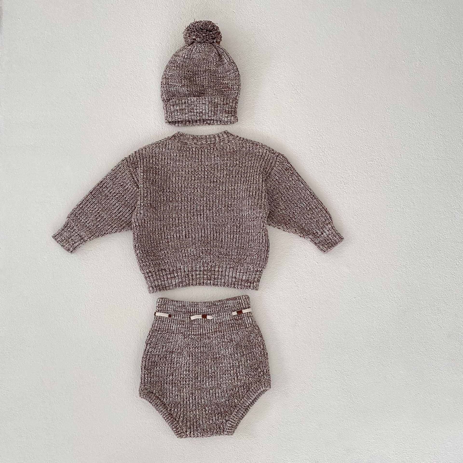 Infant Baby Girl Mixed Color Thick Needle Pullover Pants Pullover Fur Ball Knitted Hat 3-piece Set - 𝓢𝓱𝓸𝓹𝓵𝓮𝓬𝔂