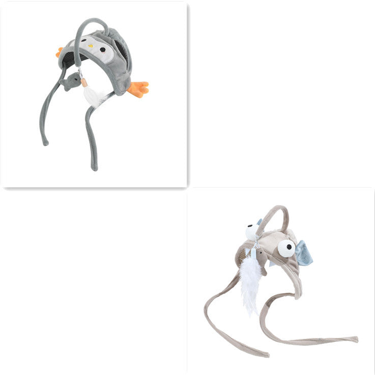 New Head Wearing Feather Funny Cat Stick Funny Cat Toy Stick Gray Big Eye Pet Toys Pet Products - 𝓢𝓱𝓸𝓹𝓵𝓮𝓬𝔂