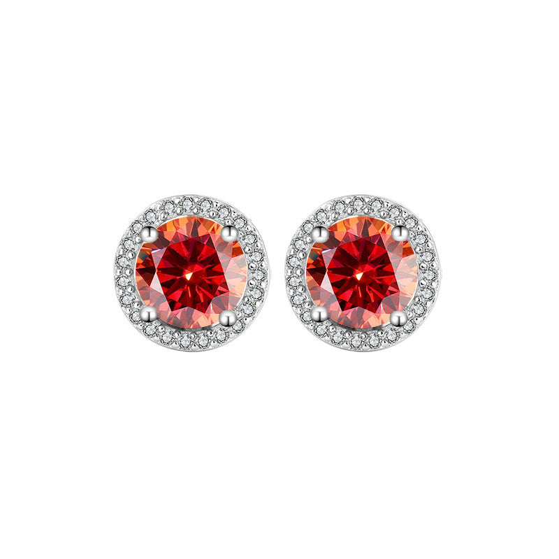 S925 Sterling Silver Genuine Goods Moissanite Round Bag Stud Earrings Simple Graceful - 𝓢𝓱𝓸𝓹𝓵𝓮𝓬𝔂
