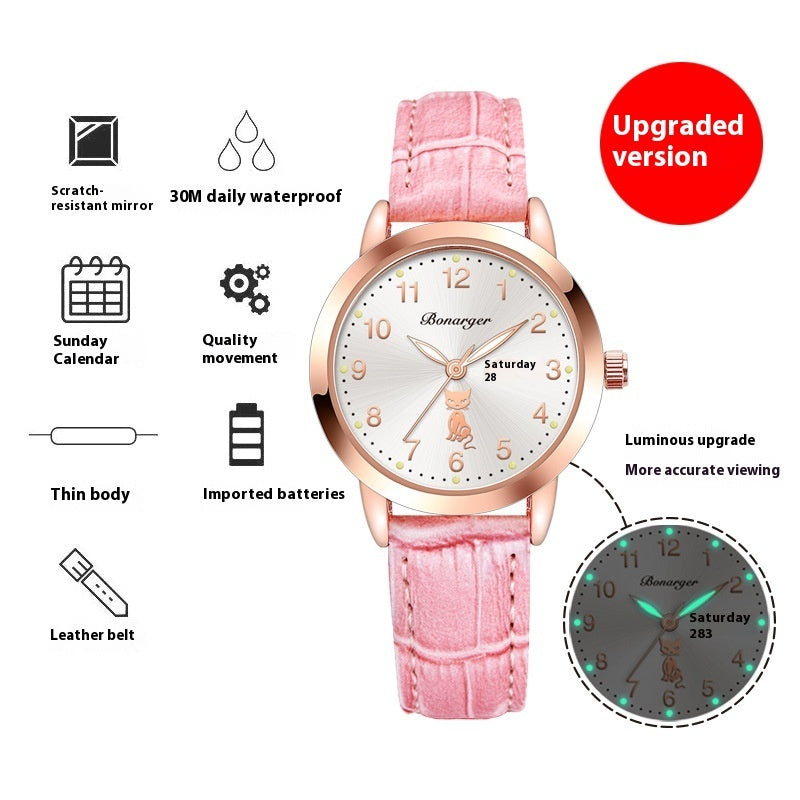 Women's Luminous Quartz Watch With Simple Waterproof Belt - 𝓢𝓱𝓸𝓹𝓵𝓮𝓬𝔂