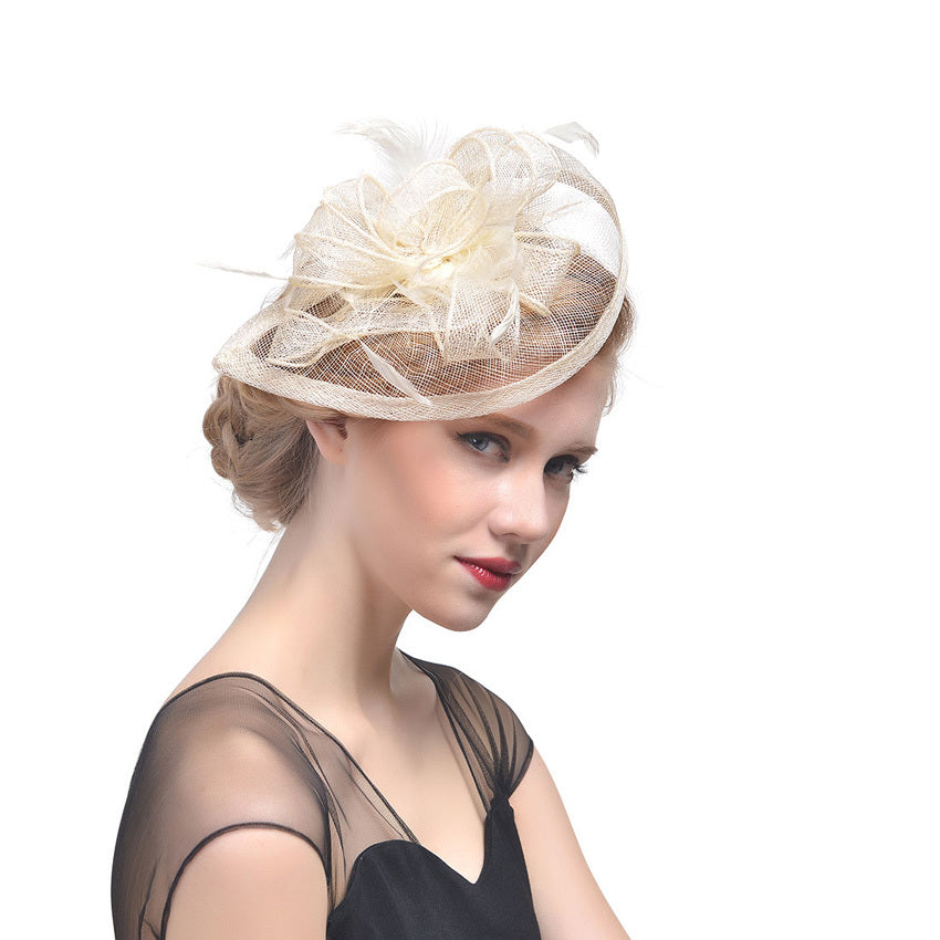 Hemp Yarn Banquet Net Top Hat Bridal Feather Hairpin - 𝓢𝓱𝓸𝓹𝓵𝓮𝓬𝔂