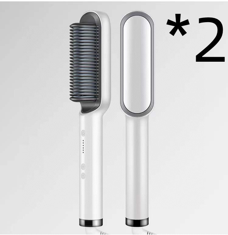 New 2 In 1 Hair Straightener Hot Comb Negative Ion Curling Tong Dual-purpose Electric Hair Brush - 𝓢𝓱𝓸𝓹𝓵𝓮𝓬𝔂