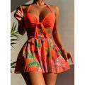 Printed Beach Dress Bikini Three Piece Fashion