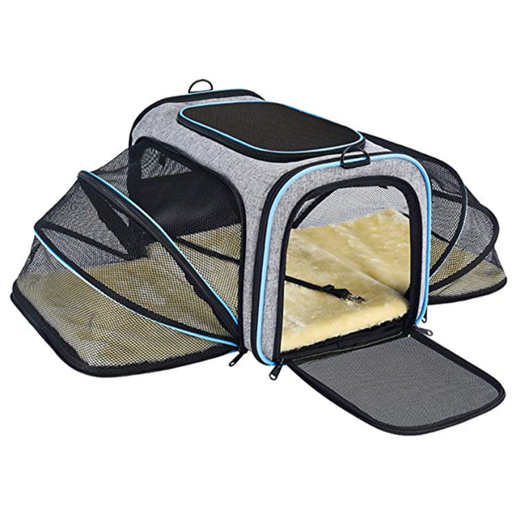 Carrier For Cat Pet Airline Approved Expandable Foldable Soft Dog Carrier Opened Doors Reflective Tapes Cat Travel Bag - 𝓢𝓱𝓸𝓹𝓵𝓮𝓬𝔂