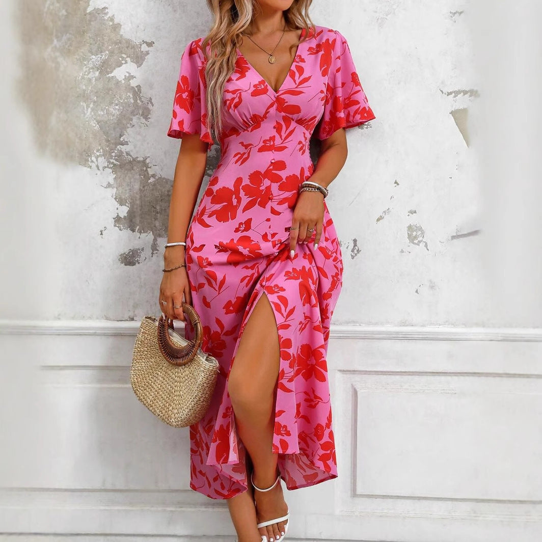 Women's V-neck Casual Temperament Long Dress - 𝓢𝓱𝓸𝓹𝓵𝓮𝓬𝔂