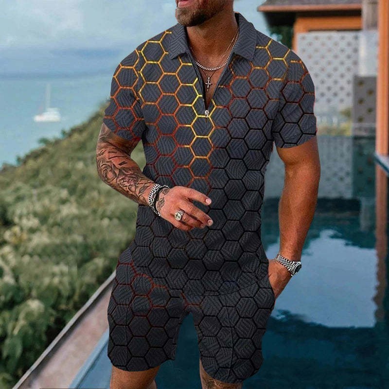 Fashion Casual Zipper Short Sleeve Suit - 𝓢𝓱𝓸𝓹𝓵𝓮𝓬𝔂