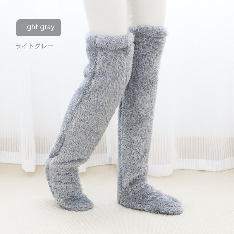 Over Knee High Fuzzy Long Socks Winter Warm Cold Leg Knee Joint Cold-proof Stockings Home Floor Sleeping Socks - 𝓢𝓱𝓸𝓹𝓵𝓮𝓬𝔂