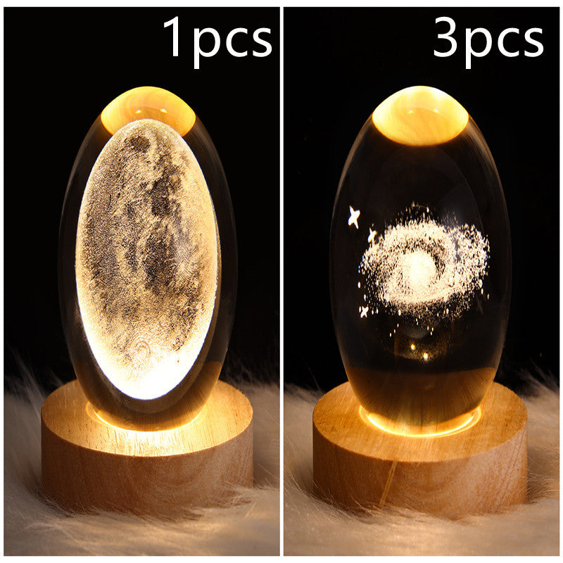 LED Night Light Galaxy Crystal Ball Table Lamp 3D Planet Moon Lamp Bedroom Home Decor For Kids Party Children Birthday Gifts - 𝓢𝓱𝓸𝓹𝓵𝓮𝓬𝔂