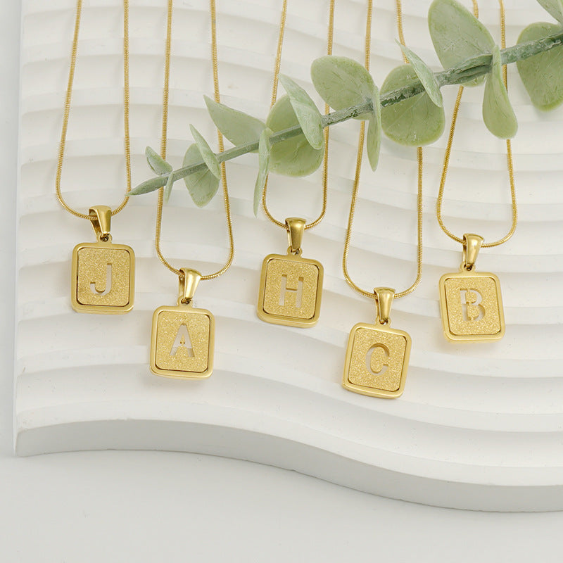 Alphabet Necklace 26 Letters Hollow Out Square 18K Necklace Fashion Jewelry - 𝓢𝓱𝓸𝓹𝓵𝓮𝓬𝔂