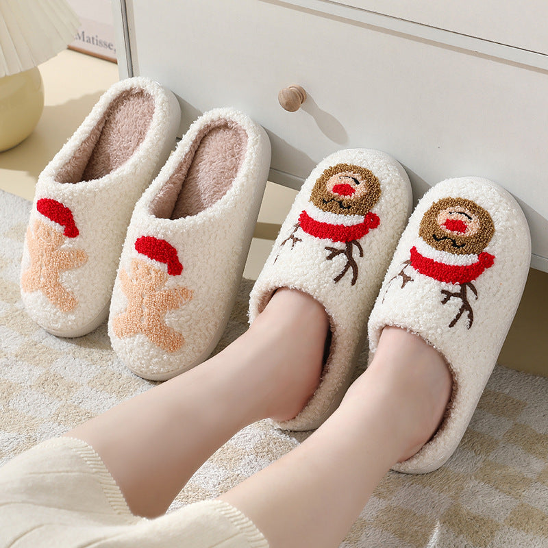Christmas Home Slippers Cute Cartoon Santa Claus Cotton Slippers For Women And Men Couples Winter Warm Furry Shoes - 𝓢𝓱𝓸𝓹𝓵𝓮𝓬𝔂