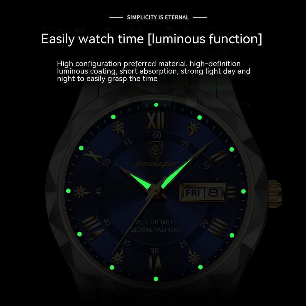 Men's Waterproof Double Calendar Luminous Quartz Watch - 𝓢𝓱𝓸𝓹𝓵𝓮𝓬𝔂
