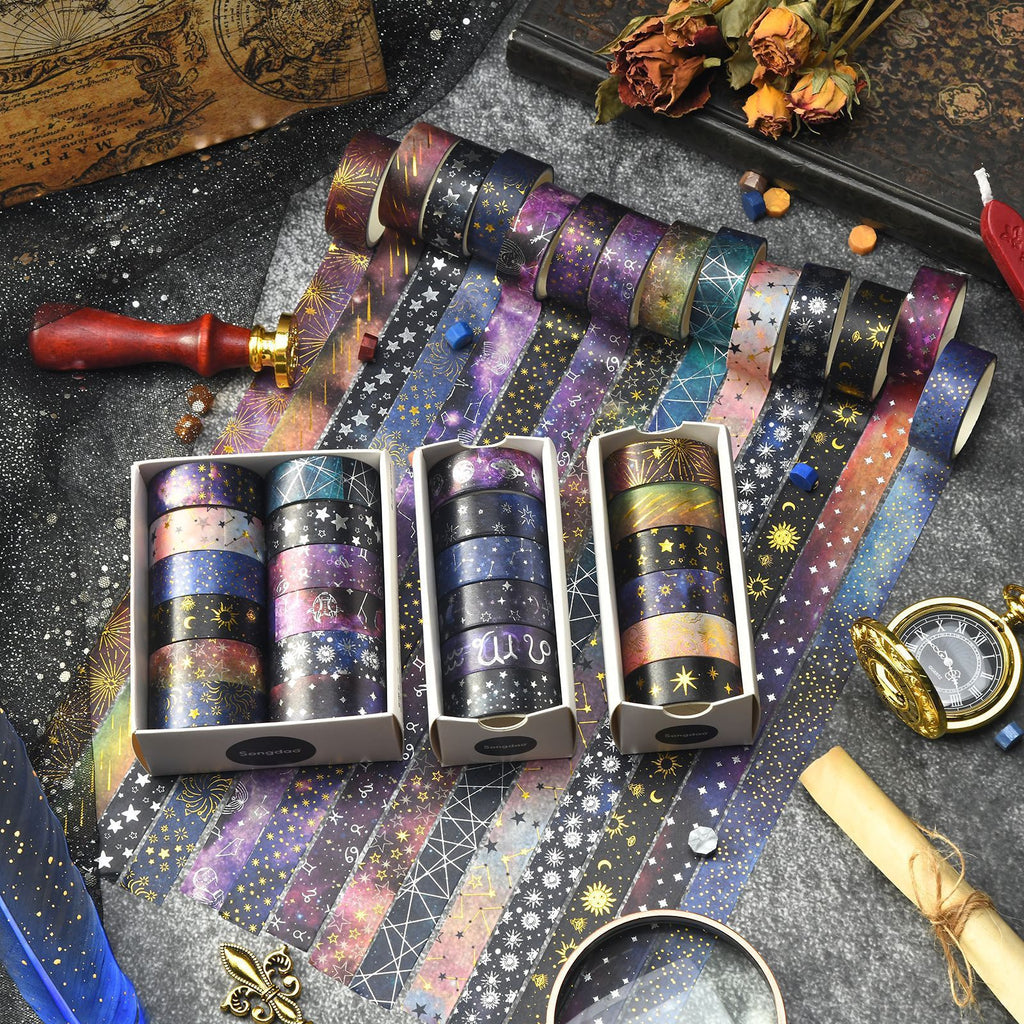 Starry Sky Slice Mysterious Star Moon SUNFLOWER Diy Popular Fireworks Tape