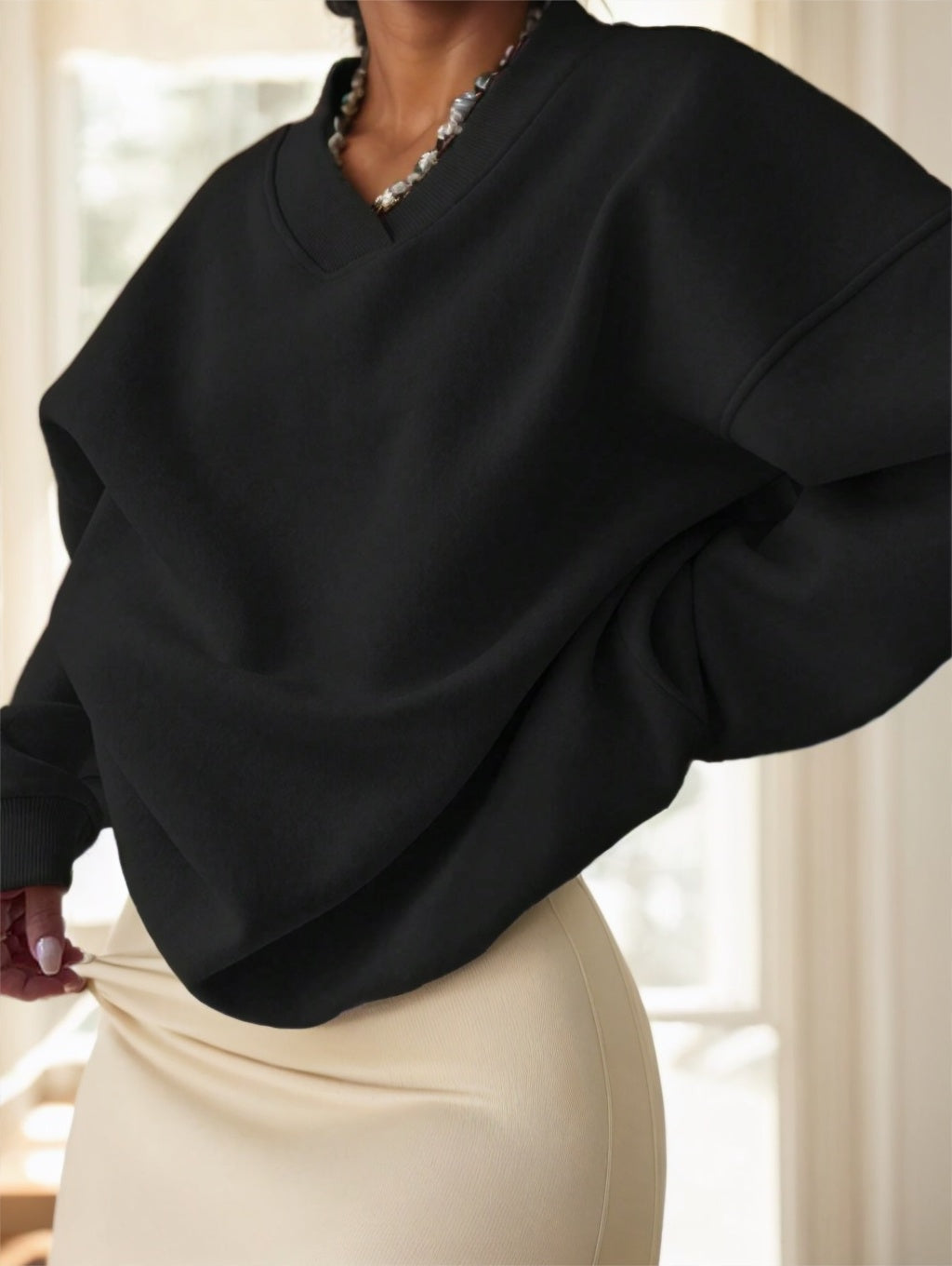 Women's Solid Color Oversized Drop Shoulder Sweatshirt - 𝓢𝓱𝓸𝓹𝓵𝓮𝓬𝔂
