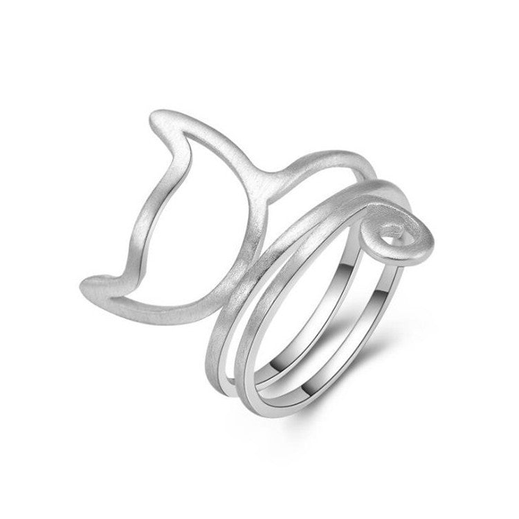 S925 Silver Personalized Winding Brushed Cute Cat Ring - 𝓢𝓱𝓸𝓹𝓵𝓮𝓬𝔂