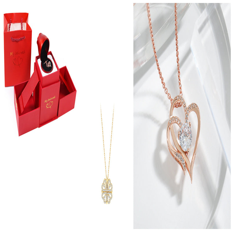 Explosive Style Detachable Deformed Four-leaf Clover Necklace For Women A Multi-wearing Zircon Small Love Short Clavicle Chain - 𝓢𝓱𝓸𝓹𝓵𝓮𝓬𝔂