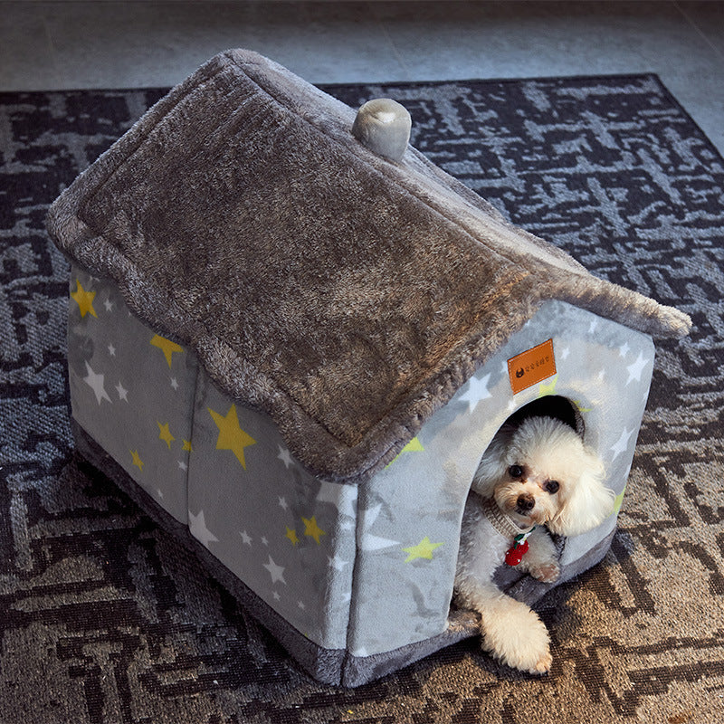 Foldable Dog House Pet Cat Bed Winter Dog Villa Sleep Kennel Removable Nest Warm Enclosed Cave Sofa Pets Supplies - 𝓢𝓱𝓸𝓹𝓵𝓮𝓬𝔂