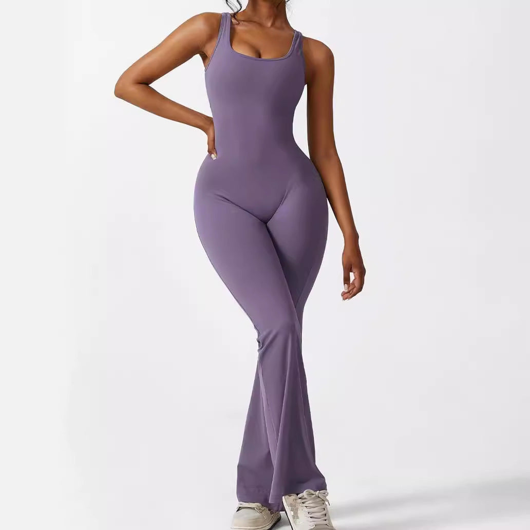 Women Sleeveless Flare Jumpsuits Fitness Yoga Long Pants - 𝓢𝓱𝓸𝓹𝓵𝓮𝓬𝔂