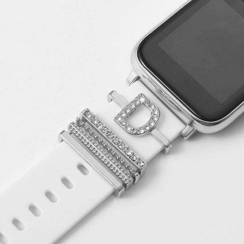 Suitable For Silicone Strap With Diamonds 26 English Letters Fashion Alloy Strap - 𝓢𝓱𝓸𝓹𝓵𝓮𝓬𝔂
