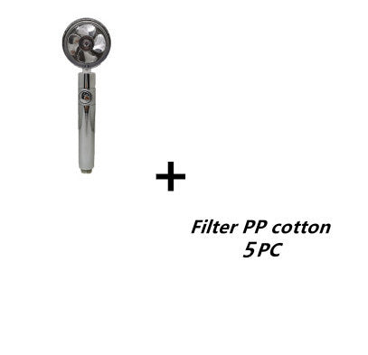 Propeller Driven Shower Head With Stop Button And Cotton Filter Turbocharged High Pressure Handheld Shower Nozzle 