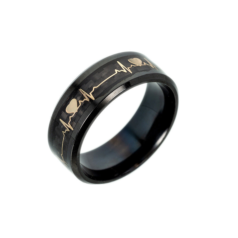 ECG Couple Carbon Fiber Ring Luminous Jewelry - 𝓢𝓱𝓸𝓹𝓵𝓮𝓬𝔂