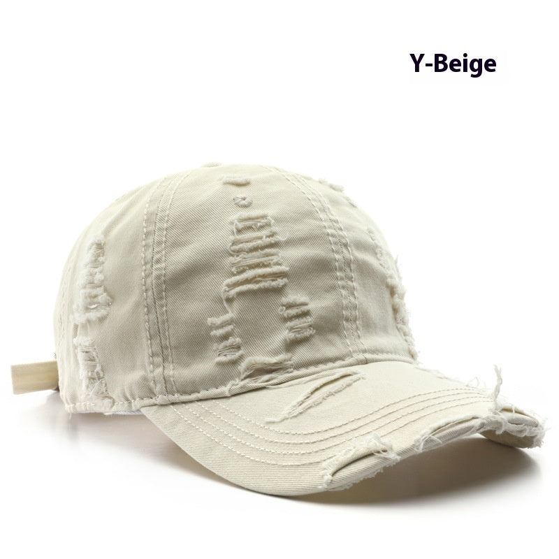 Retro Pure Color Washed Hole Light Board Baseball Cap - 𝓢𝓱𝓸𝓹𝓵𝓮𝓬𝔂