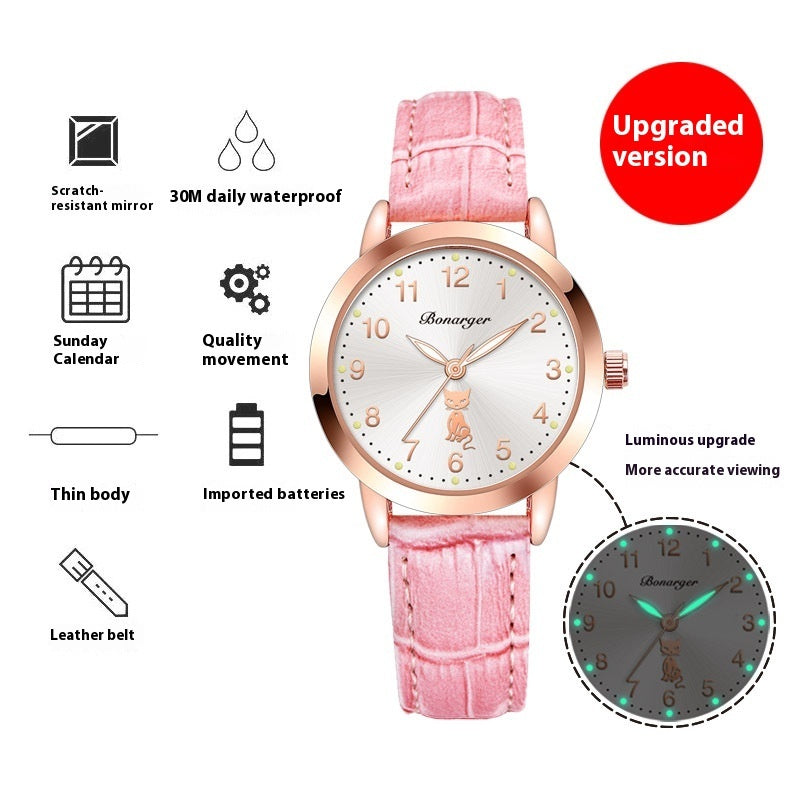 Women's Luminous Quartz Watch With Simple Waterproof Belt - 𝓢𝓱𝓸𝓹𝓵𝓮𝓬𝔂