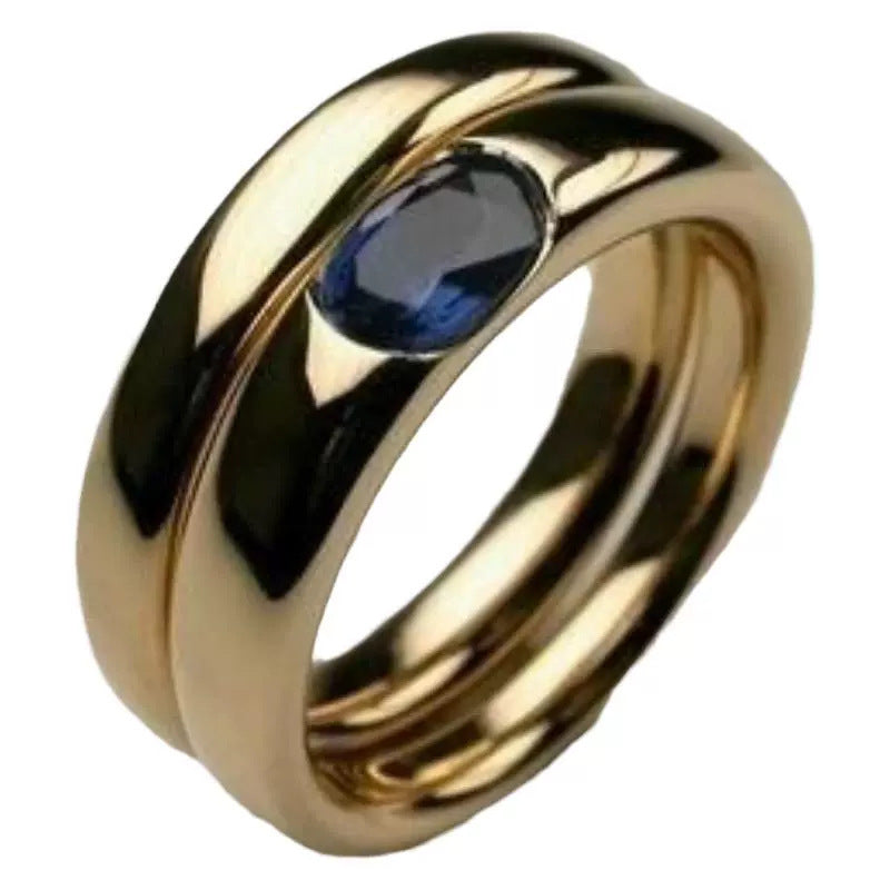 18K Gold Copper Inlaid Zircon Ring Personalized Creative High Sense Female