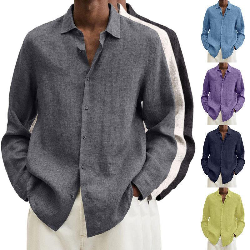 Long Sleeve Lapel Shirt Men's Loose Button Cardigan Sshirt Top Mens Clothing - 𝓢𝓱𝓸𝓹𝓵𝓮𝓬𝔂